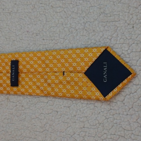 Canali Yellow/Gold Geometric Silk Tie (Made in Italy) - Picture 7 of 9